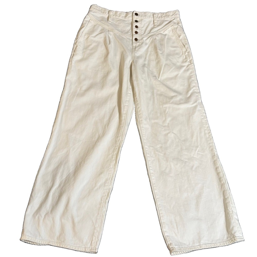 Madewell Jeans Womens 32x31 Ivory Super Wide Leg High Rise Zip Fly Denim